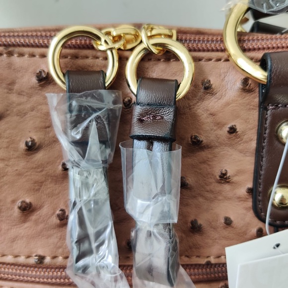 GIANI BERNINI Ostrich-Embossed Dome Satchel handbag - Picture 5 of 9